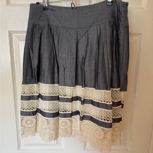 NWT Ann Taylor Charcoal and Cream Lace A-Line Skirt
